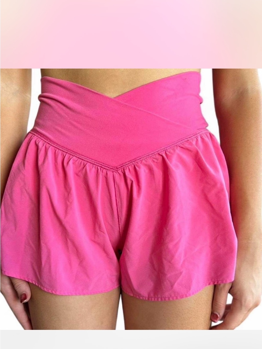 OFFLINE by AERIE Real Me Crossover Flowy Athletic Shorts in Hot Pink Size XS 0 2
